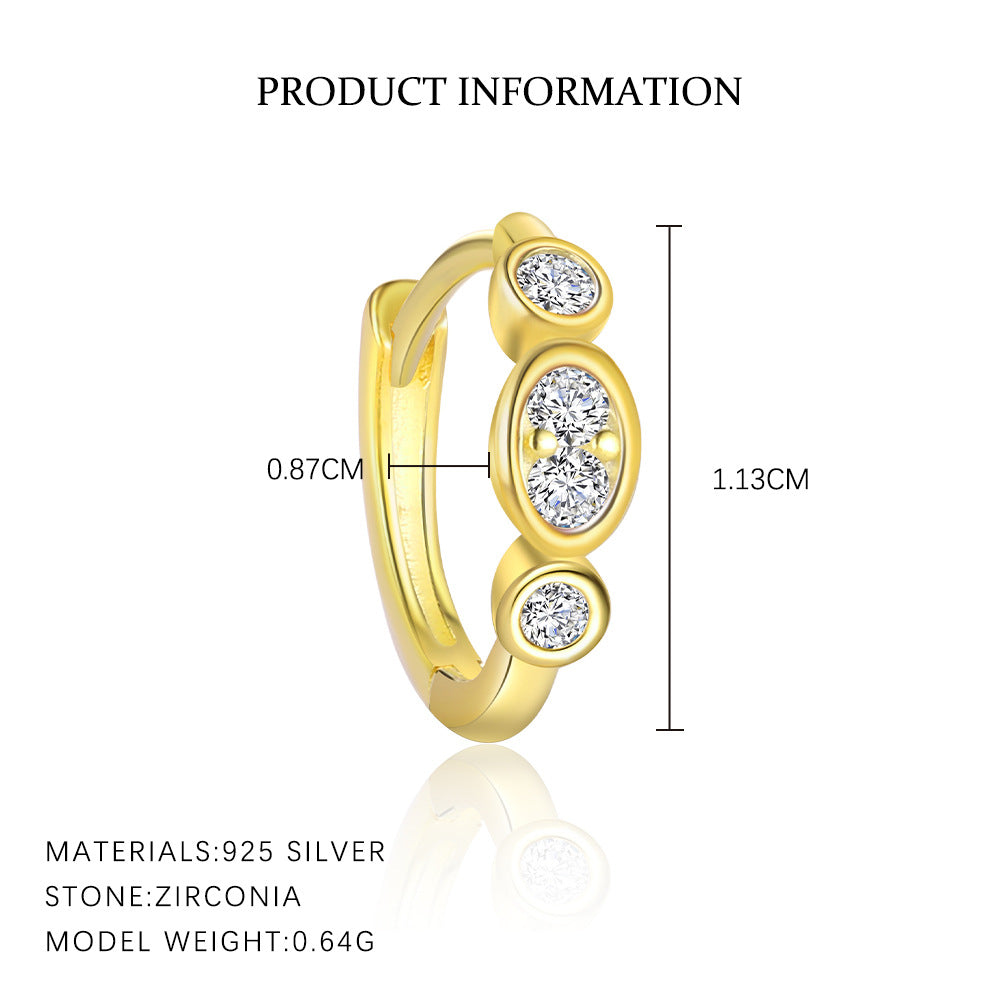 S925 Sterling Silver Round Diamond Stud Earrings For Women