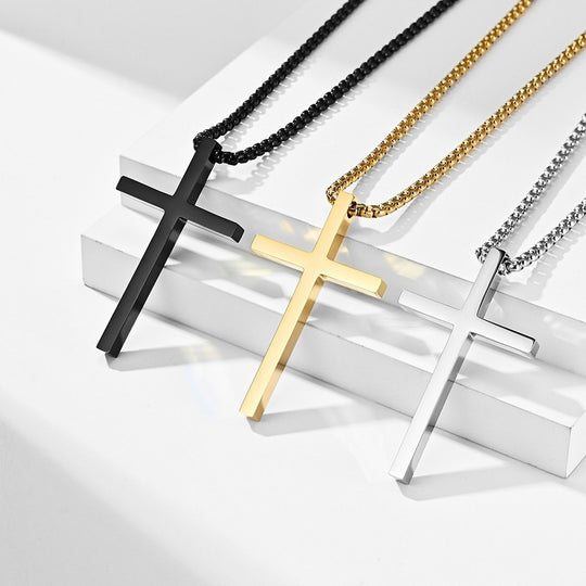 Sleek and Bold Stainless Steel Cross Necklace for Women Men Gothic Jewelry