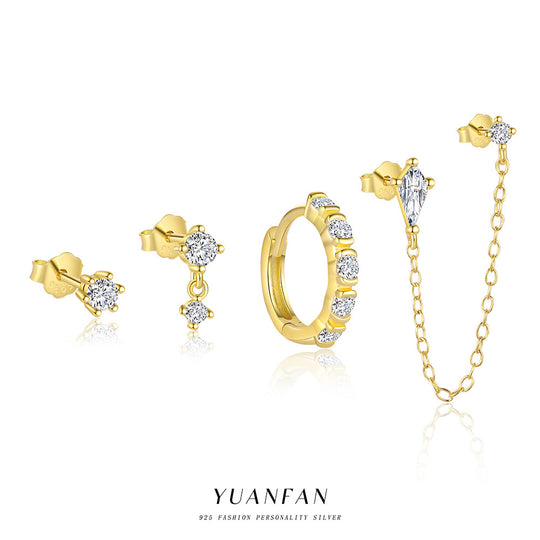S925 Sterling Silver Minimalist Zirconia Earrings for Women