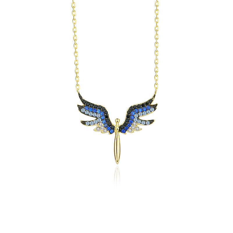S925 Sterling Silver Angel Wing Zirconia Necklace for Women