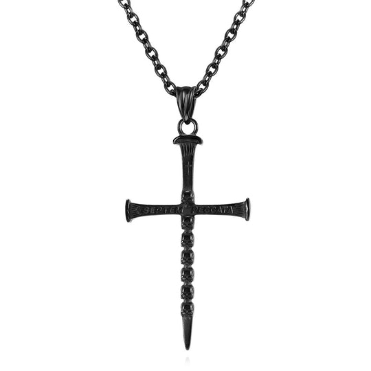 Vintage Dark Style Skull Stainless Steel Cross Necklace Gothic Jewelry