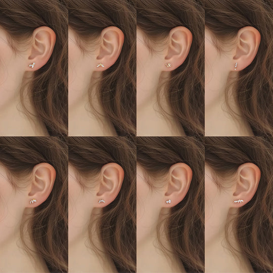 S925 Sterling Silver Geometric Zirconia Stud Earrings