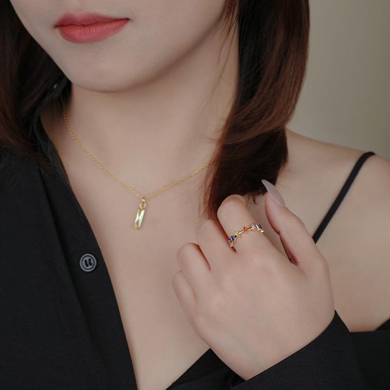S925 Sterling Silver Color Zirconium Ring for Women