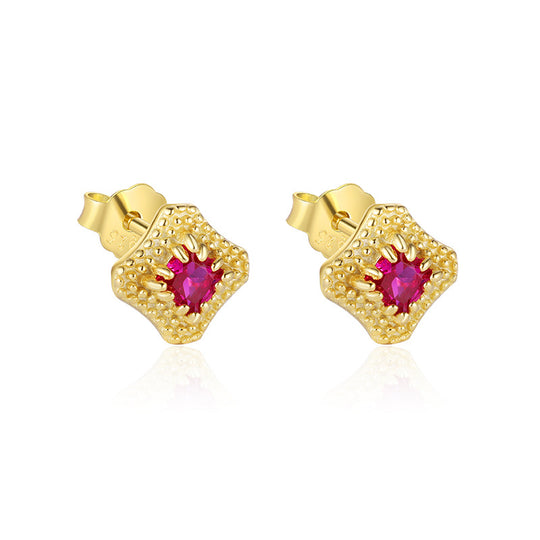 S925 Sterling Silver French Colored Zirconia Earrings for Women