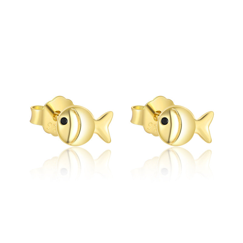 S925 Sterling Silver Animal Black Zirconia Personalized Earrings For Women