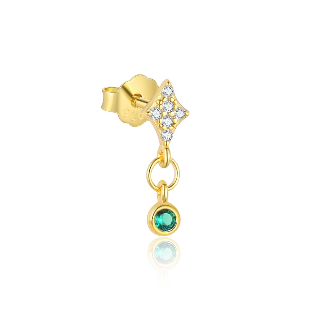 S925 Sterling Silver Green Zirconia Fashion Earrings for Women