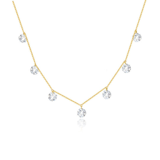 S925 Colorful Zirconia Necklace Women Sterling Silver Rainbow Necklace
