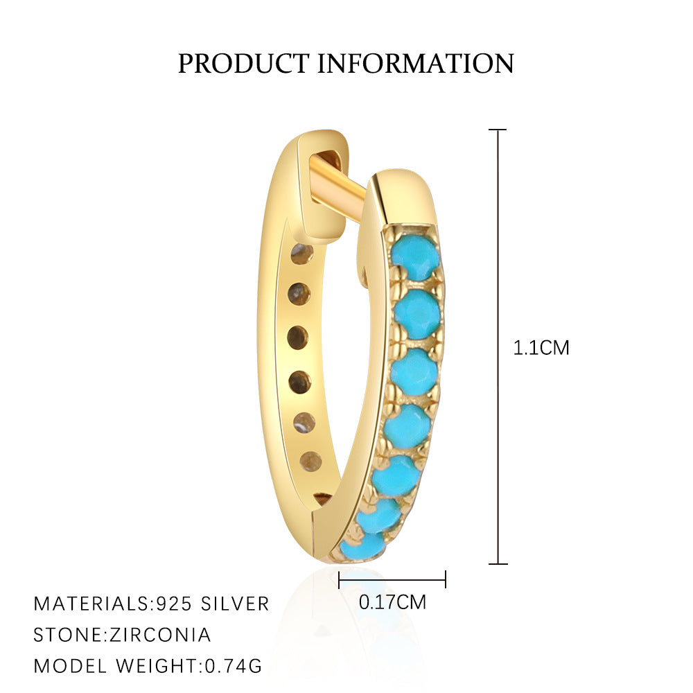 S925 Sterling Silver Turquoise Vintage Earrings for Women