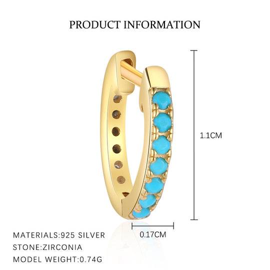S925 Sterling Silver Turquoise Vintage Earrings for Women