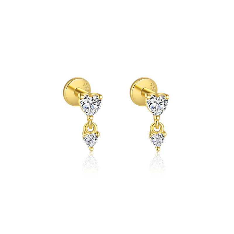 S925 Sterling Silver Tassel Zirconia Flat Earrings for Women