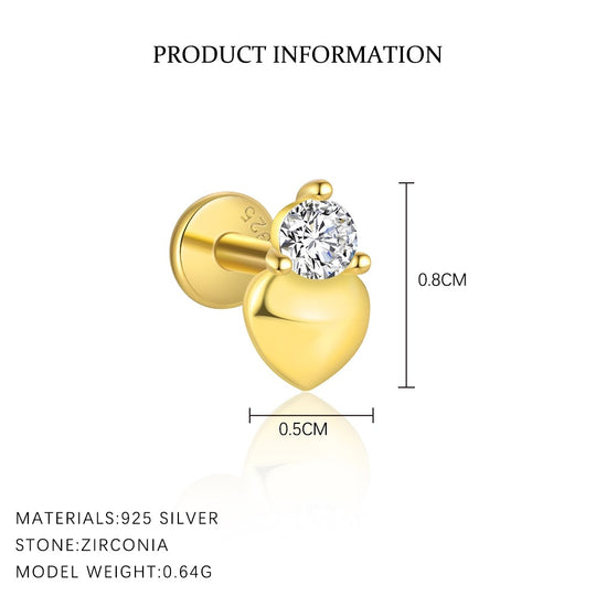 S925 Sterling Silver Tassel Zirconia Flat Earrings for Women