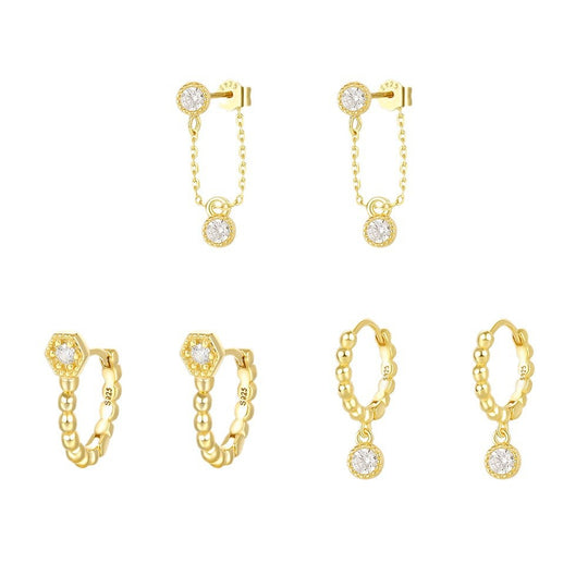 S925 Sterling Silver Zirconia Round Earrings