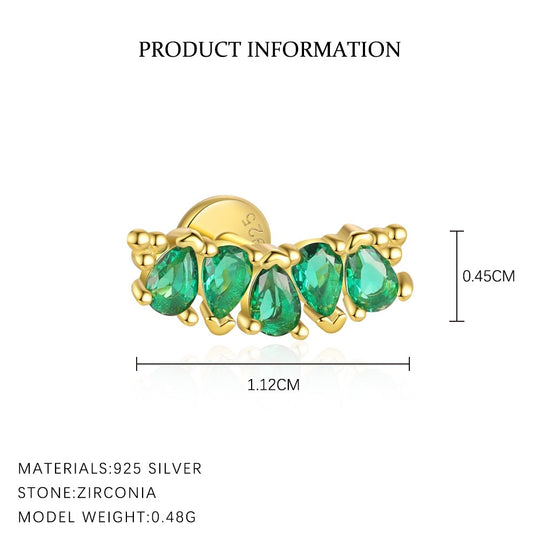 S925 Sterling Silver Green Zirconia Earrings for Women