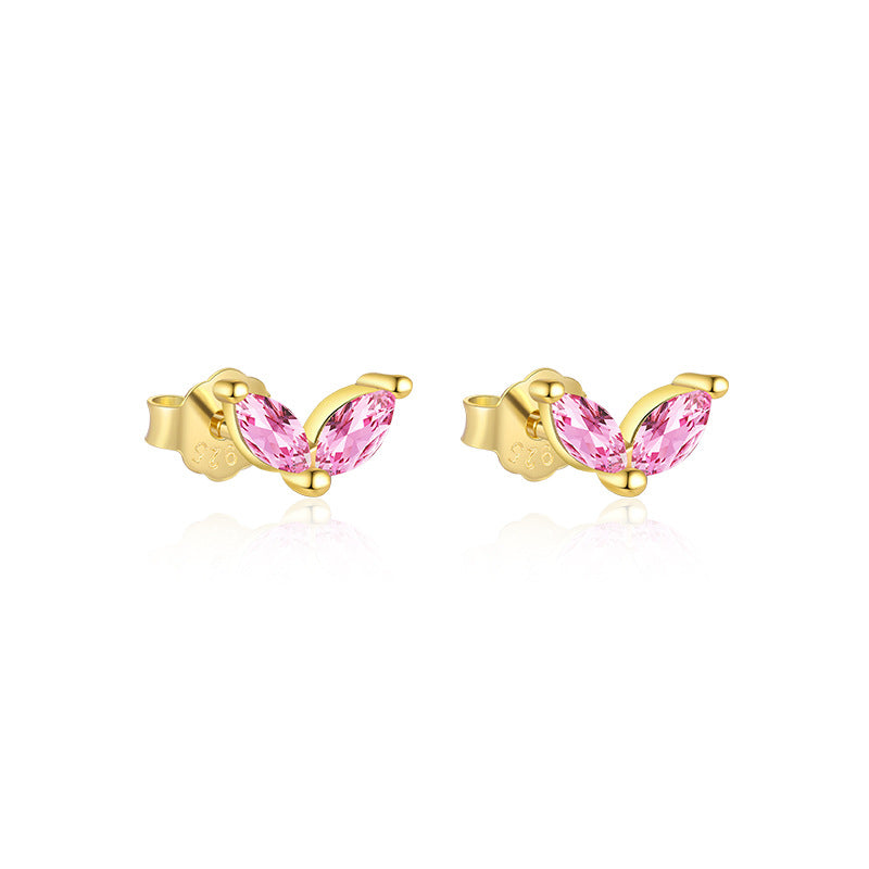 S925 Sterling Silver French Colored Zirconia Earrings for Women