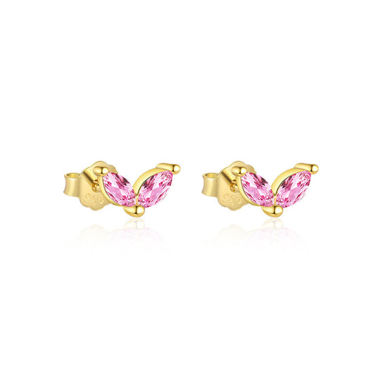 S925 Sterling Silver French Colored Zirconia Earrings for Women
