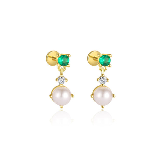 S925 Sterling Silver Green Zirconia Earrings for Women