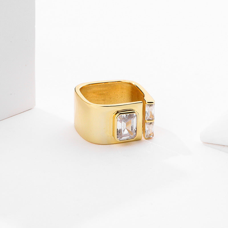925 Sterling Silver Open Square Zirconia Ring