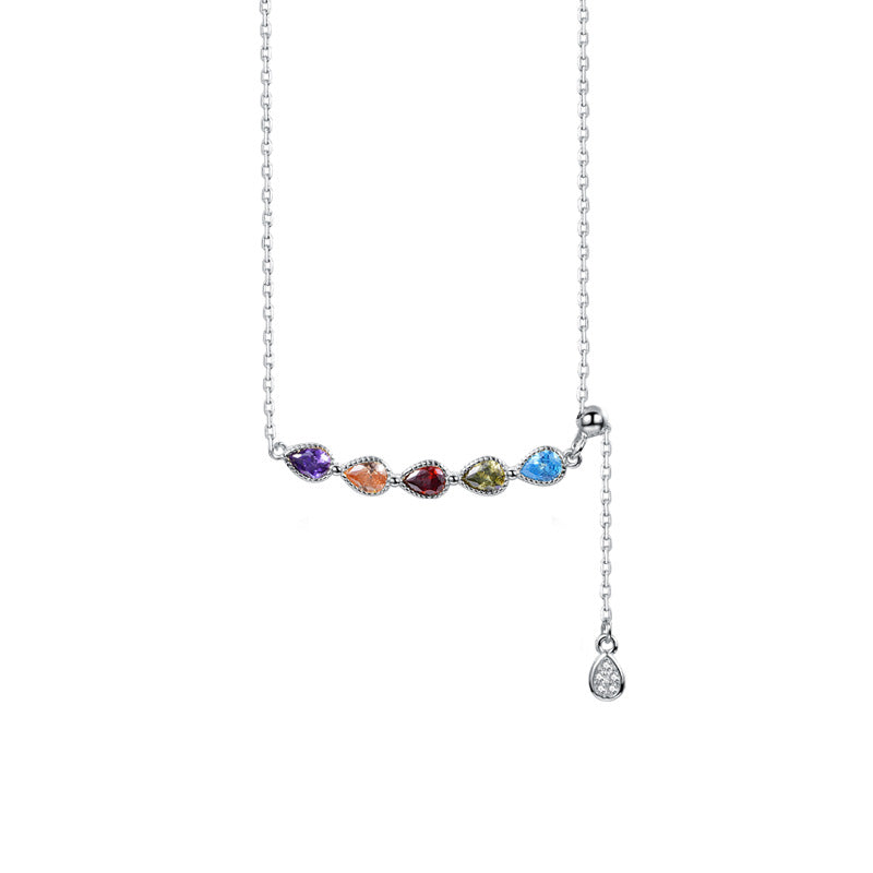 S925 Rainbow Drops Zirconia Necklace for Women