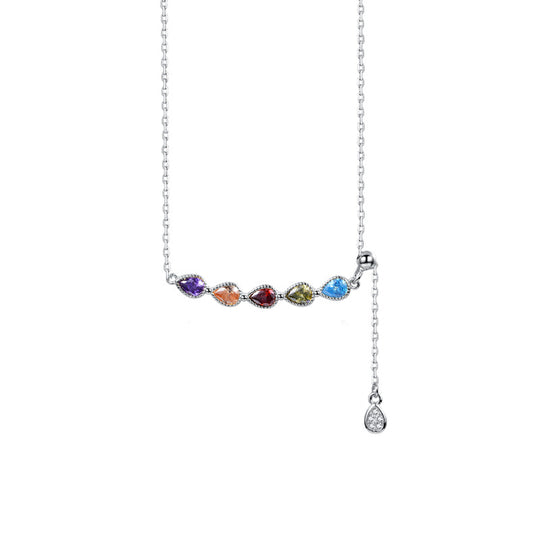 S925 Rainbow Drops Zirconia Necklace for Women