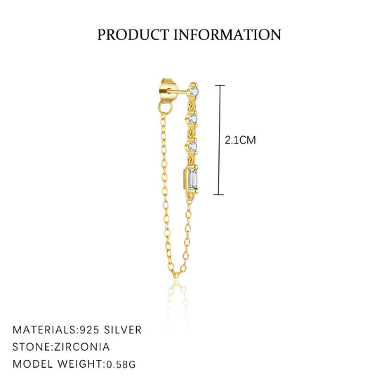 S925 Sterling Silver Geometric Zirconia Earrings for Women