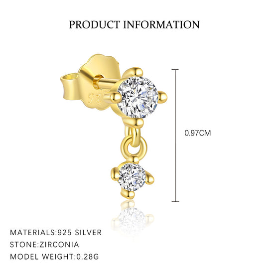 S925 Sterling Silver French Colored Zirconia Earrings for Women