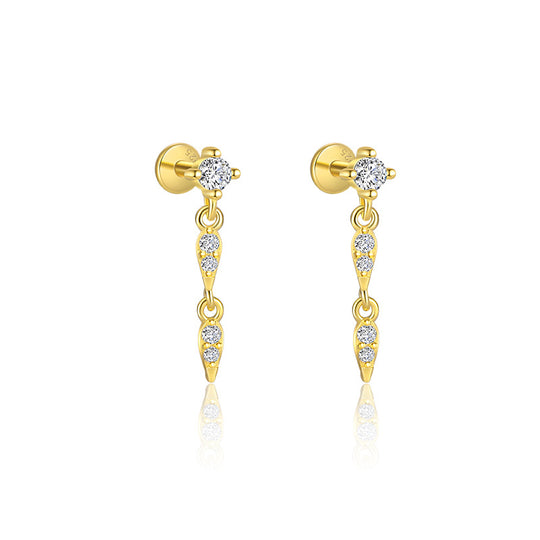 S925 Sterling Silver Tassel Zirconia Flat Earrings for Women