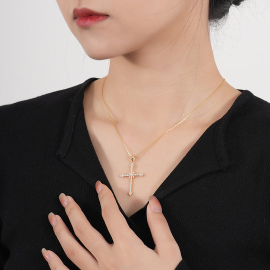 S925 Sterling Silver Zirconia Cross Necklace
