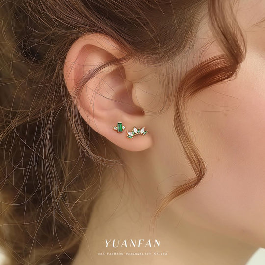 S925 Sterling Silver Green Zirconia Earrings for Women