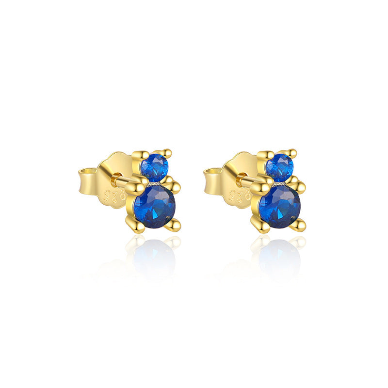 S925 Sterling Silver French Colored Zirconia Earrings for Women