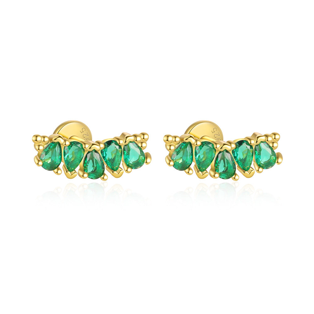 S925 Sterling Silver Green Zirconia Earrings for Women