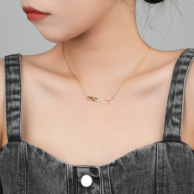 S925 Sterling Silver Letter MAMA Necklace