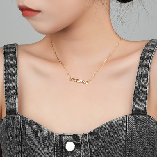 S925 Sterling Silver Letter MAMA Necklace