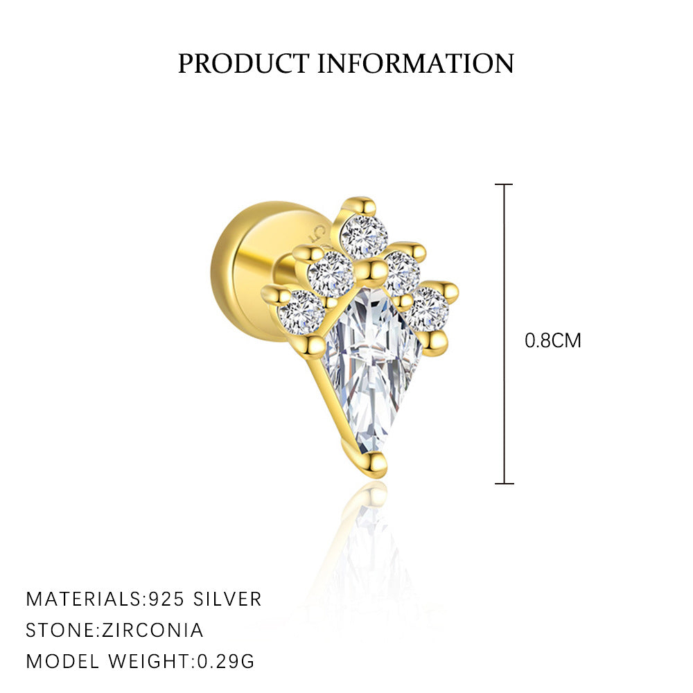 S925 Sterling Silver Geometric White Zirconia Earrings for Women