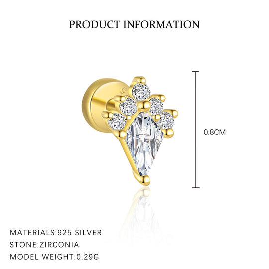 S925 Sterling Silver Geometric White Zirconia Earrings for Women