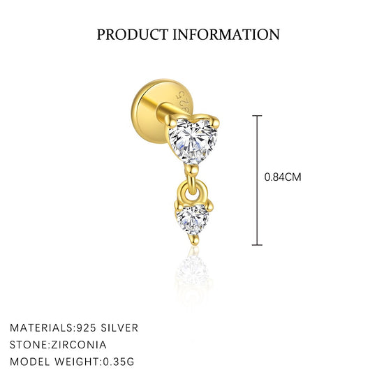 S925 Sterling Silver Tassel Zirconia Flat Earrings for Women