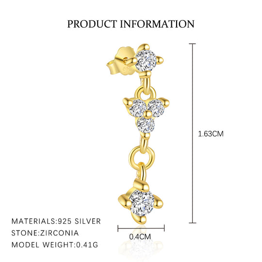 S925 Sterling Silver Chain Tassel with Zirconia Drop Earrings for Women