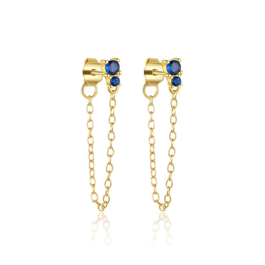 S925 Sterling Silver French Colored Zirconia Earrings for Women