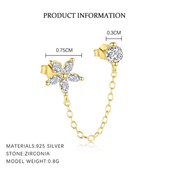 S925 Sterling Silver Windmill Zirconia Piercing Earrings for Women