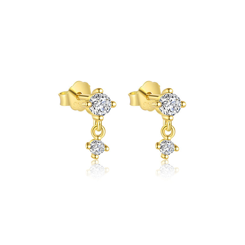 S925 Sterling Silver French Colored Zirconia Earrings for Women