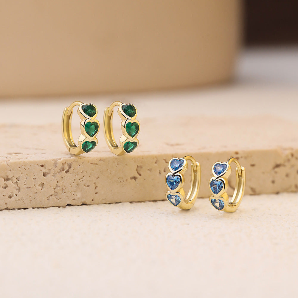S925 Sterling Silver Heart Zircon Earrings for Women