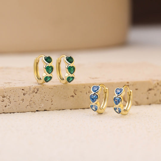 S925 Sterling Silver Heart Zircon Earrings for Women
