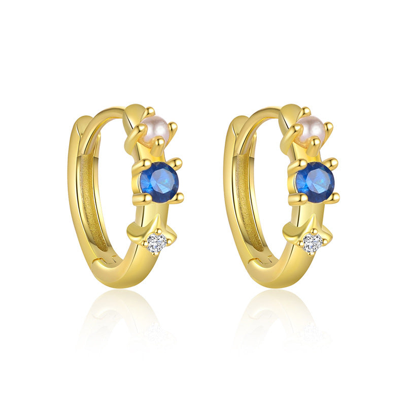 S925 Sterling Silver Minimalist Colorful Zirconia Geometric Earrings for Women