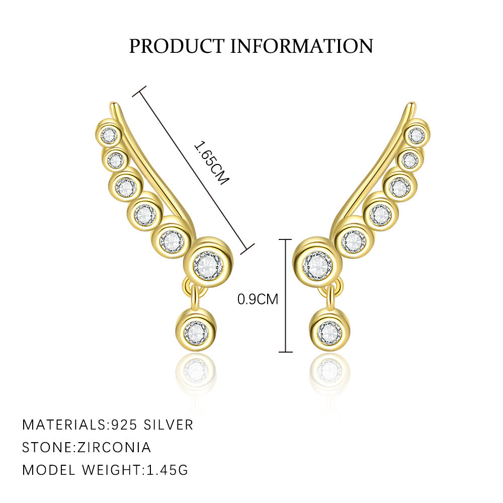 S925 Sterling Silver Round Diamond Ear Clips