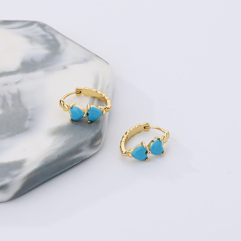 925 Sterling Silver Turquoise Heart Earrings