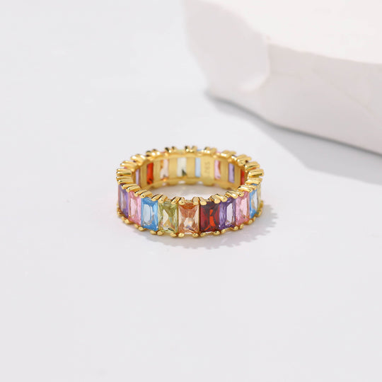 925 Sterling Silver Light Luxury Colorful Zirconia Ring for Women