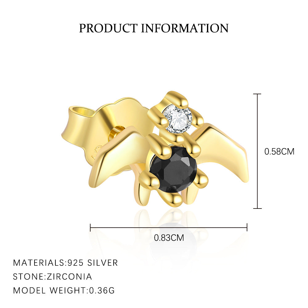 S925 Sterling Silver Animal Black Zirconia Personalized Earrings For Women