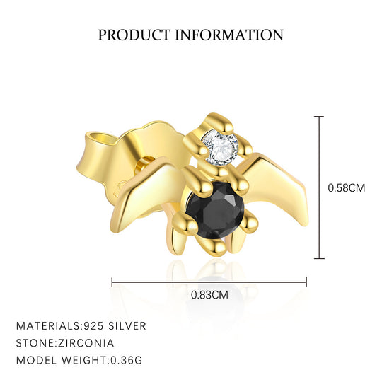 S925 Sterling Silver Animal Black Zirconia Personalized Earrings For Women