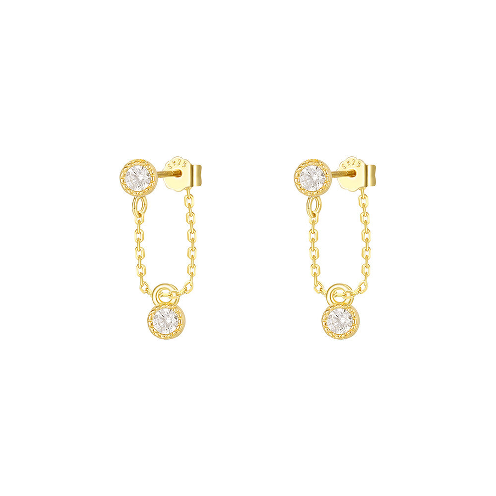 S925 Sterling Silver Zirconia Round Earrings
