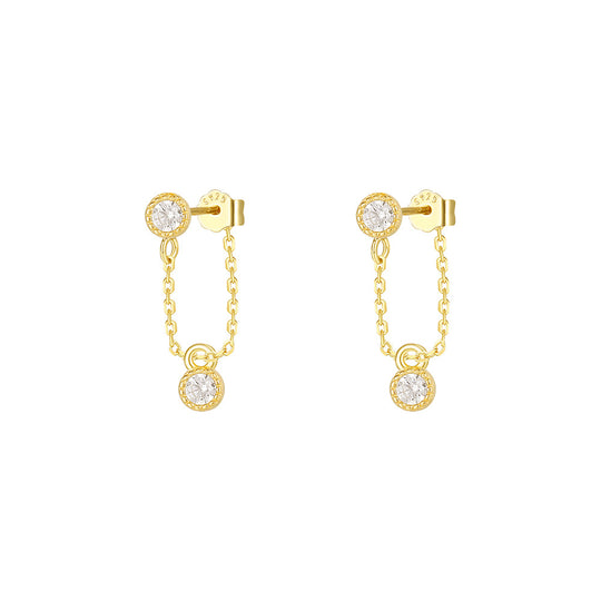 S925 Sterling Silver Zirconia Round Earrings