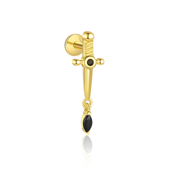S925 Sterling Silver Round Black Zirconia Earrings for Women